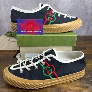 Gucci Interlocking G Low Black Green Red Size 7 UK / 7.5 US Men’s Shoes OG Rare